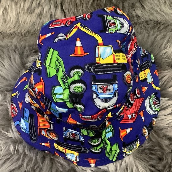 Snug As A Bug Infant's Blue Construction Truck Sun Hat / 3-6 Months - Picture 2 of 4